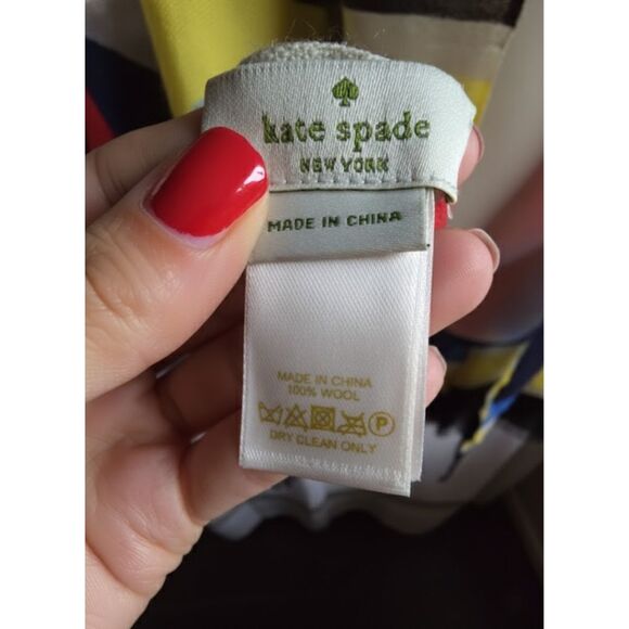 Kate Spade Wool Multi-Color Block Stripe Lightweight Long Scarf Designer Chic - Picture 7 of 8